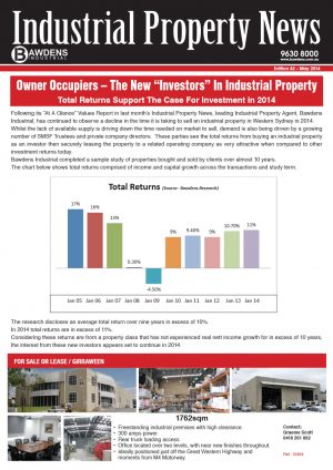 Owner Occupiers – The New “Investors” In Undustrial Property, Total Returns Support The Case For Investment in 2014